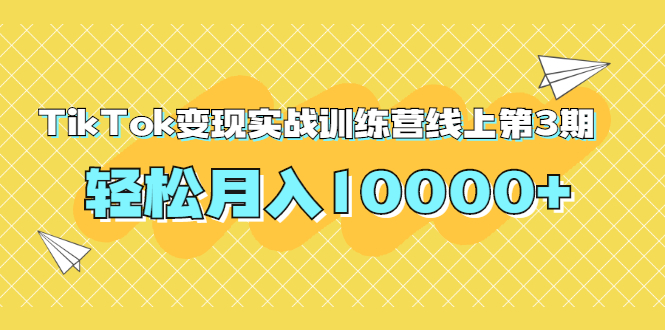 【第2036期】龟课TikTok变现实战训练营线上第3期，轻松月入10000+-勇锶商机网