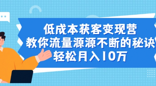 【副业项目2257期】成本获客变现营，教你流量源源不断的秘诀，轻松月入10万-知行副业网