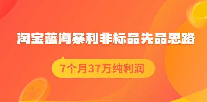 【第2487期】淘宝蓝海暴利非标品先品思路，7个月37万纯利润，压箱干货分享！-勇锶商机网