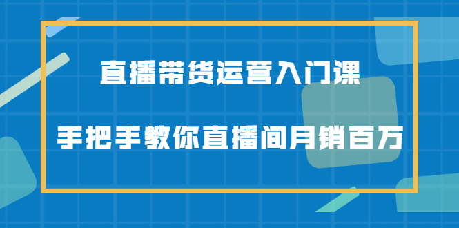 【第2520期】直播带货运营入门课，手把手教你直播间月销百万-勇锶商机网