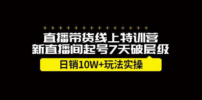 【第2653期】直播带货线上特训营，新直播间起号7天破层级日销10W+玩法实操-勇锶商机网