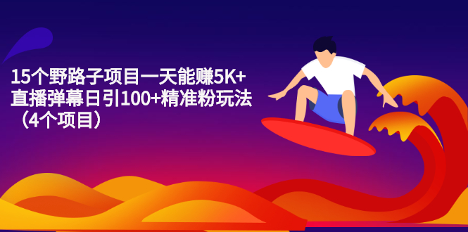 【第2680期】15个野路子项目一天能赚5K+直播弹幕日引100+精准粉玩法（4个项目）-勇锶商机网