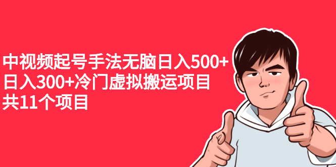 【第2698期】中视频起号手法无脑日入500+日入300+冷门虚拟搬运项目（共11个项目）-勇锶商机网