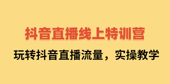 【副业项目2741期】抖音直播线上特训营：玩转抖音直播流量，实操教学-知行副业网