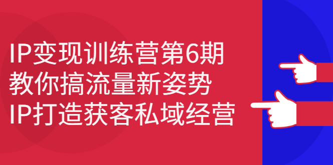 【副业项目2818期】IP变现训练营副业项目6期：教你搞流量新姿势，IP打造获客私域经营-知行副业网