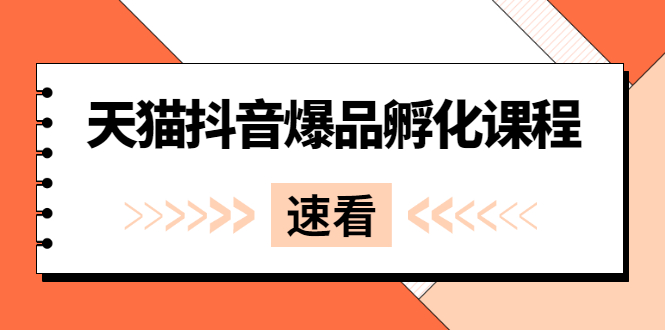 【副业项目2991期】《天猫抖音爆品孵化课程》独家绝密新品引爆法-知行副业网