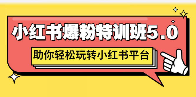 【第3154期】小红书爆粉特训班5.0，助你轻松玩转小红书平台价值1380元-勇锶商机网