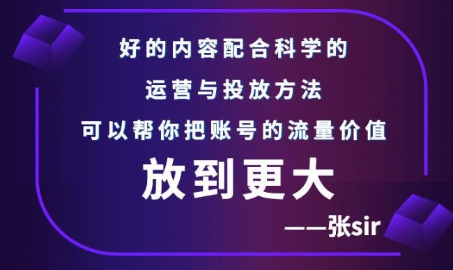 【第3205期】张sir账号流量增长课，告别海王流量，让你的流量更精准-勇锶商机网