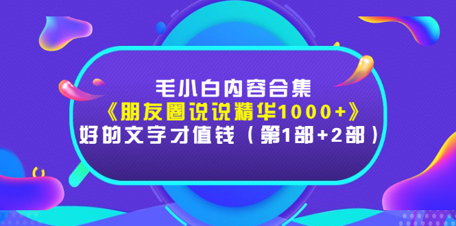 【第3260期】毛小白内容合集《朋友圈说说精华1000+》好的文字才值钱（第1部+2部）-勇锶商机网