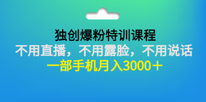 【第3263期】独创爆粉特训课程：不用直播，不用露脸，不用说话 一部手机月入3000＋-勇锶商机网