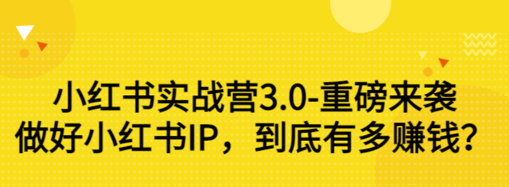 【第3315期】小红书实战营3.0-重磅来袭：做好小红书IP，到底有多赚钱？（价值7999元）-勇锶商机网