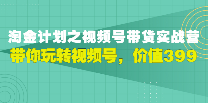 【第3417期】胡子·淘金计划之视频号带货实战营，带你玩转视频号，价值399-勇锶商机网