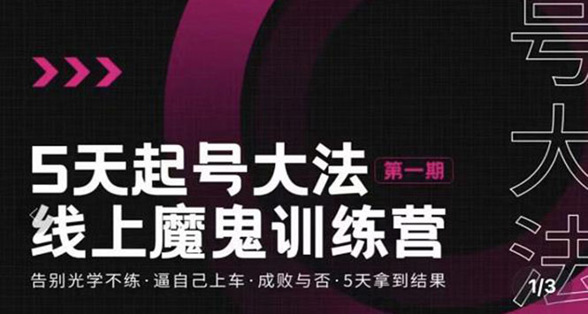 【第3526期】五天起号魔鬼训练营，告别光学不练，逼自己上车，成败与否，5天拿到结果-勇锶商机网