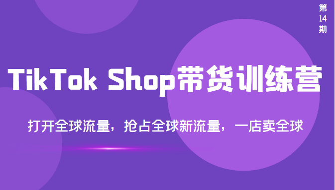 【第3695期】TikTok Shop带货训练营，打开全球流量，抢占全球新流量 一店卖全球(第14期)-勇锶商机网