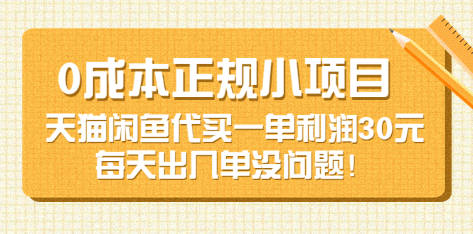 【第3699期】0成本正规小项目：天猫闲鱼代买一单利润30元，每天出几单没问题-勇锶商机网