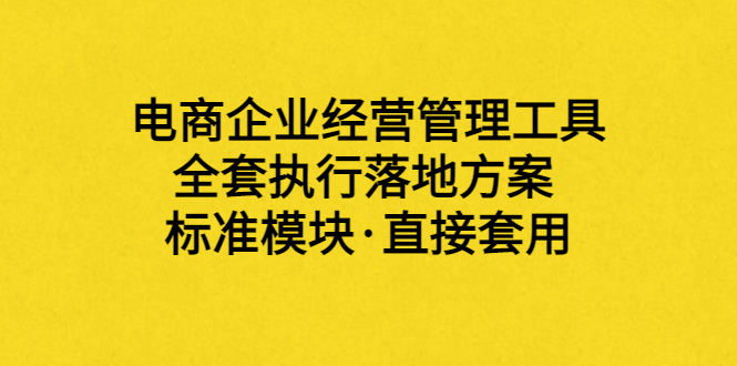 【第3781期】外面卖198·电商企业经营管理工具：全套执行落地方案 标准模块·直接套用-勇锶商机网