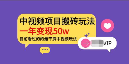 【第3865期】《老吴·中视频项目搬砖玩法，一年变现50w》目前看过的的最干货中视频玩法-勇锶商机网