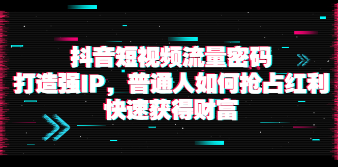 【第3921期】抖音短视频流量密码：打造强IP，普通人如何抢占红利，快速获得财富-勇锶商机网