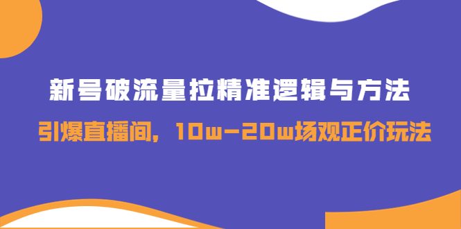 【第3976期】新号破流量拉精准逻辑与方法，引爆直播间，10w-20w场观正价玩法-勇锶商机网