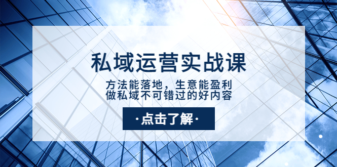 【第3991期】私域运营实战课：方法能落地，生意能盈利，做私域不可错过的好内容-勇锶商机网