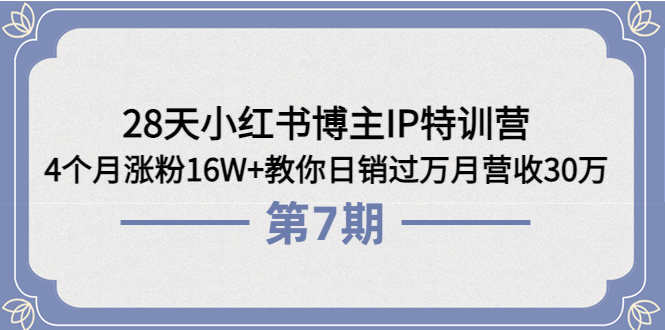 【第4016期】28天小红书博主IP特训营《第6+7期》4个月涨粉16W+教你日销过万月营收30万-勇锶商机网