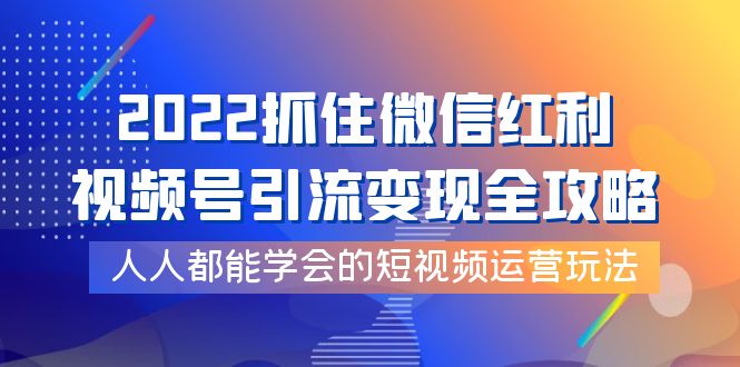 【第4078期】2022抓住微信红利，视频号引流变现全攻略，人人都能学会的短视频运营玩法-勇锶商机网