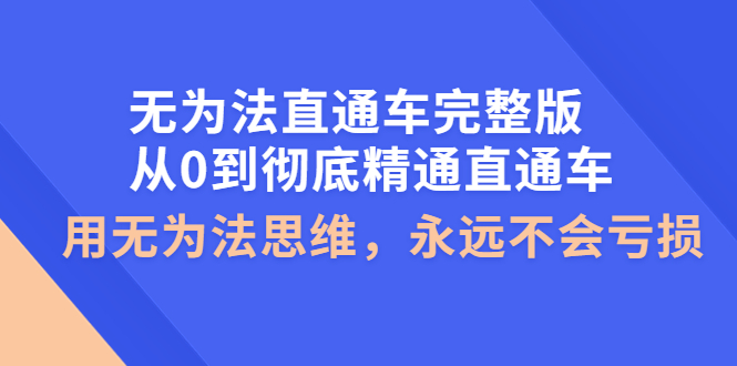 【第4153期】无为法直通车完整版：从0到彻底精通直通车，用无为法思维，永远不会亏损-勇锶商机网