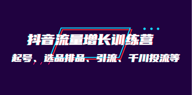 【第4235期】月销1.6亿实操团队·抖音流量增长训练营：起号、选品排品、引流 千川投流等-勇锶商机网