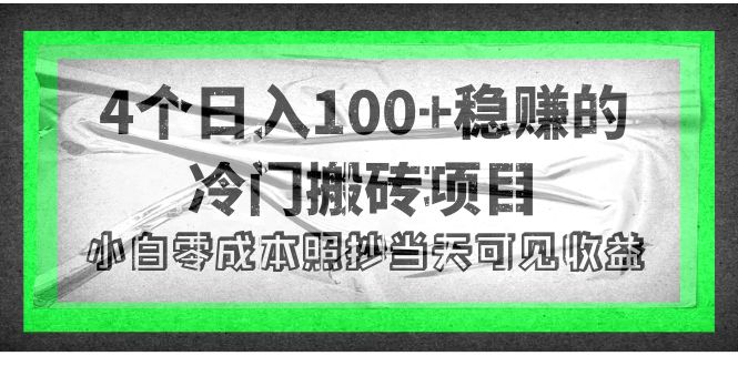 【第4252期】4个稳赚的冷门搬砖项目，每个项目日入100+小白零成本照抄当天可见收益-勇锶商机网