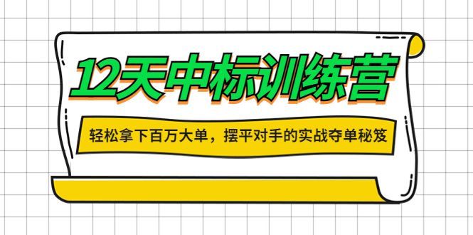 【第4316期】12天中标训练营：轻松拿下百万大单，摆平对手的实战夺单秘笈-勇锶商机网