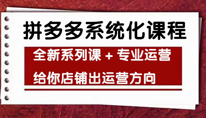 【第4442期】车神陪跑，拼多多系统化课程，全新系列课+专业运营给你店铺出运营方向-勇锶商机网