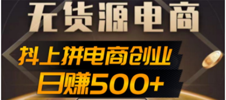 【第4629期】抖上拼无货源电商创业项目、外面收费12800，日赚500+的案例解析参考-勇锶商机网