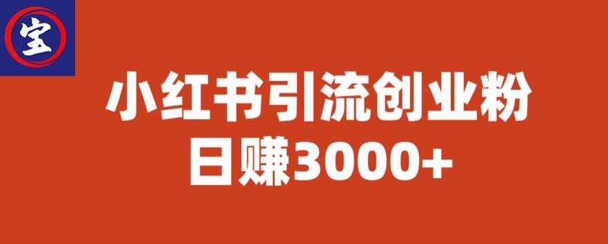 【第6576期】宝哥小红书引流创业粉，日赚3000+【揭秘】-勇锶商机网