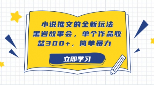 【第6980期】小说推文的全新玩法，黑岩故事会，单个作品收益300+，简单暴力-勇锶商机网