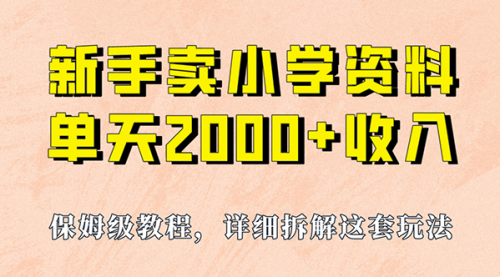 【第7000期】卖小学资料，实现单天2000+，实操项目，保姆级教程+资料+工具-勇锶商机网