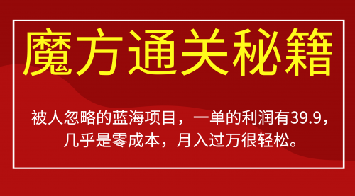 【第7026期】被人忽略的蓝海项目，魔方通关秘籍一单利润有39.9-勇锶商机网