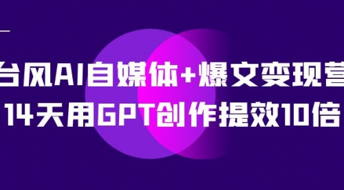 【第7633期】台风AI自媒体+爆文变现营，14天用GPT创作提效10倍（12节课）-勇锶商机网