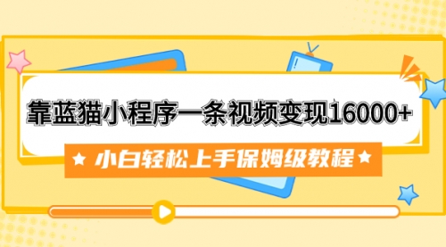 【第7909期】靠蓝猫小程序一条视频变现16000+小白轻松上手保姆级教程（附166G资料素材）-勇锶商机网