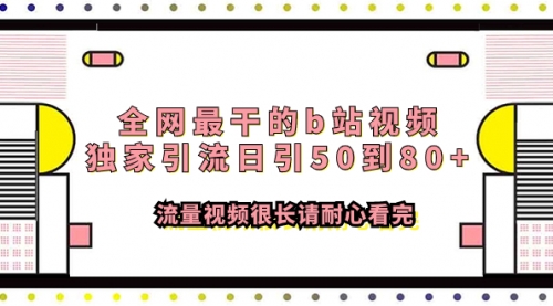 【第8119期】全网最干的b站视频独家引流日引50到80+-勇锶商机网