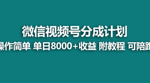 【第8166期】视频号分成计划，单天收益8000+，附玩法教程！可陪跑-勇锶商机网