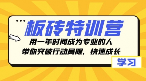 【第8289期】板砖特训营，用一年时间成为专业的人，带你突破行动局限，快速成长-勇锶商机网