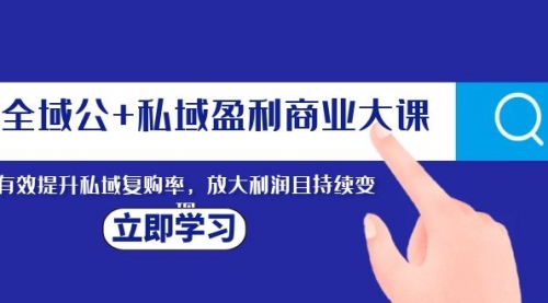 【第8291期】全域公+私域盈利商业大课，有效提升私域复购率，放大利润且持续变现-勇锶商机网