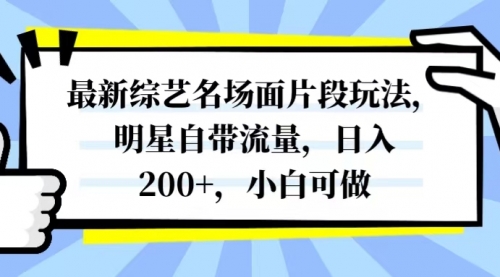 【第8334期】最新综艺名场面片段玩法，明星自带流量，日入200+，小白可做-勇锶商机网