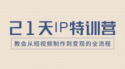 【第8422期】21天IP特训营，教会从短视频制作到变现的全流程-勇锶商机网