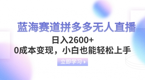 【第8495期】蓝海赛道拼多多无人直播，日入2600+，0成本变现，小白也能轻松上手-勇锶商机网