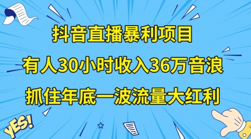 【第8538期】抖音直播暴利项目，有人30小时收入36万音浪-勇锶商机网