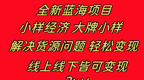 【第6747期】全新蓝海副业项目，小样经济大牌小样 线上和线下都可变现