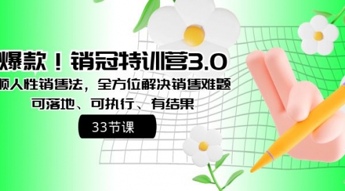 【第8705期】销冠特训营3.0之顺人性销售法，全方位解决销售难题、可落地-勇锶商机网