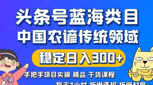 【第6824期】头条号蓝海类目和农谚领域实操精品课，拒绝违规封号日入300+