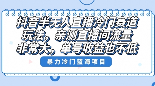 【第8732期】抖音半无人直播冷门赛道玩法，直播间流量非常大，单号收益也不低！-勇锶商机网